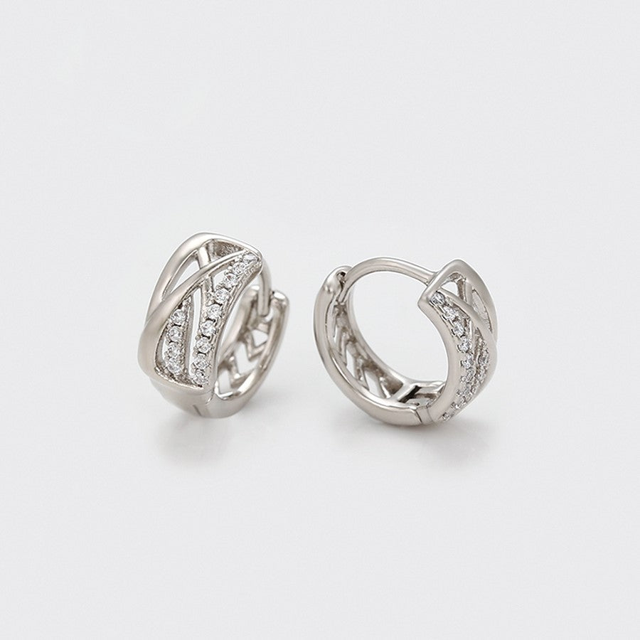 Huggie Con Zirconias Blancas