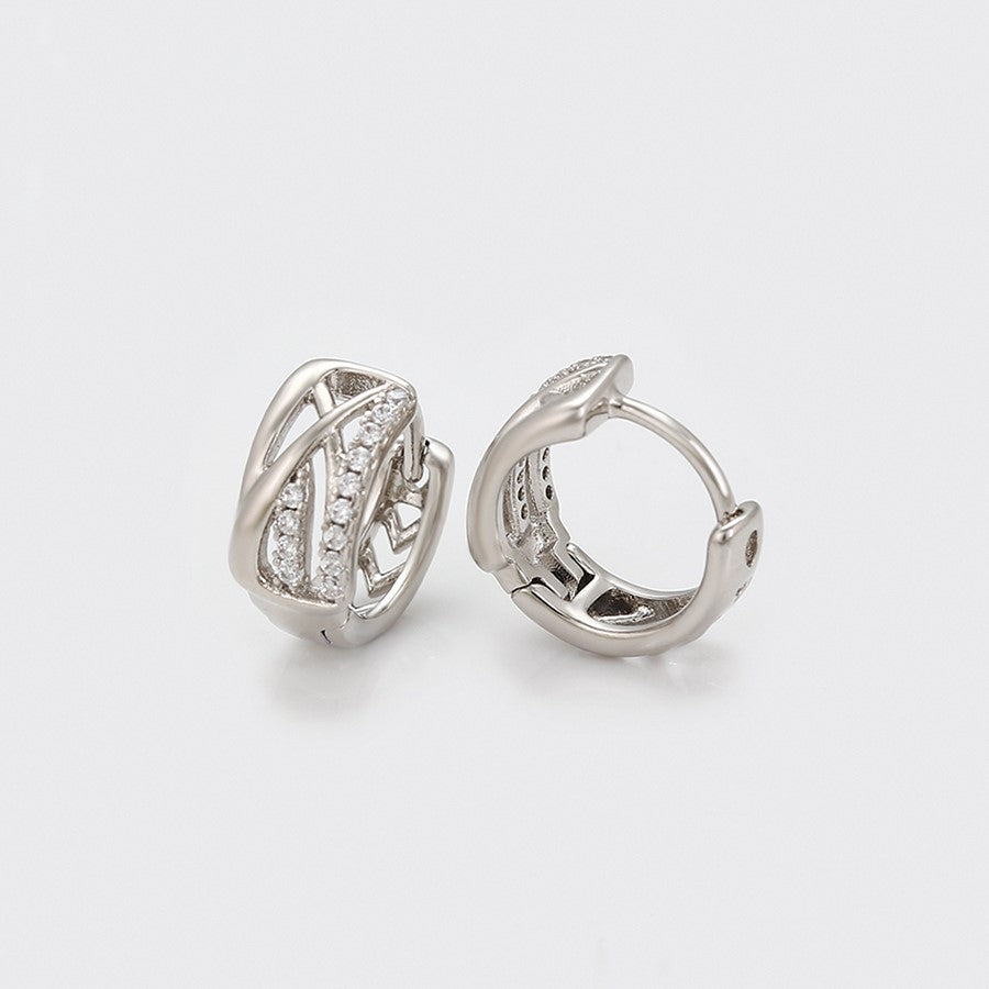 Huggie Con Zirconias Blancas