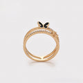 Anillo con Mariposa y Zirconia Incrustadas de Oro Laminado 18K
