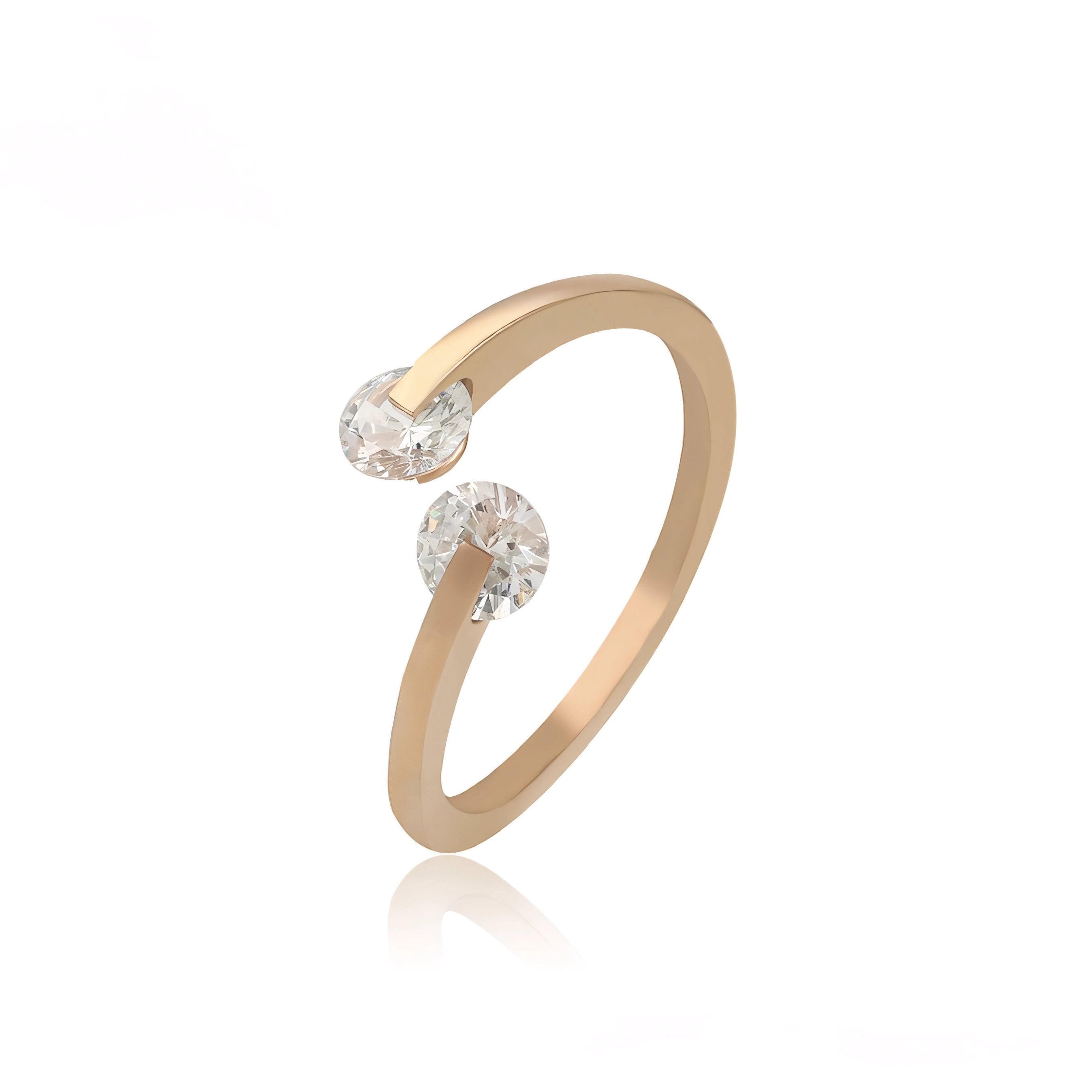 Anillo con Zirconia Acero inoxidable Rosado Elegante y Moderno