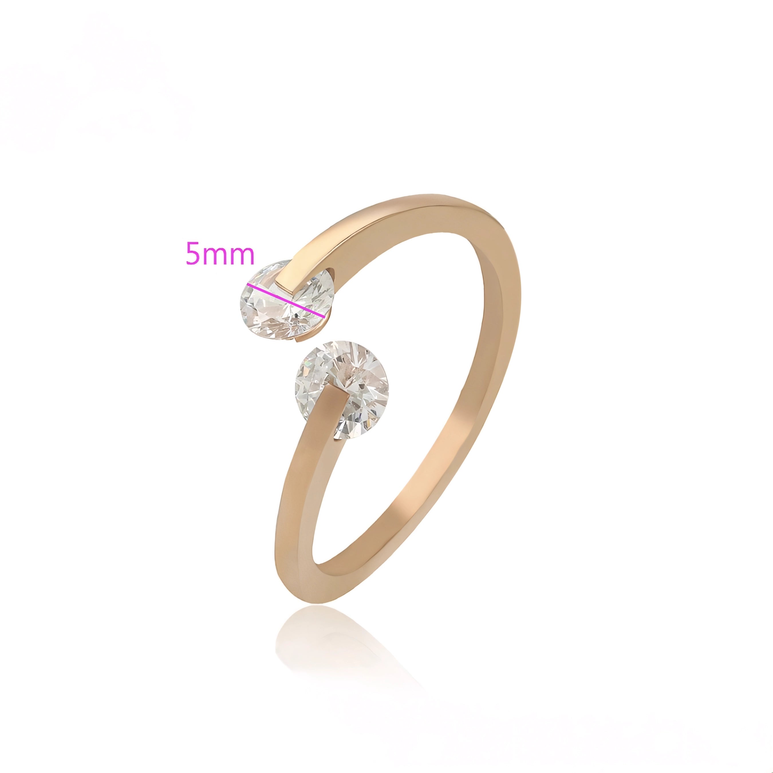 Anillo con Zirconia Acero inoxidable Rosado Elegante y Moderno