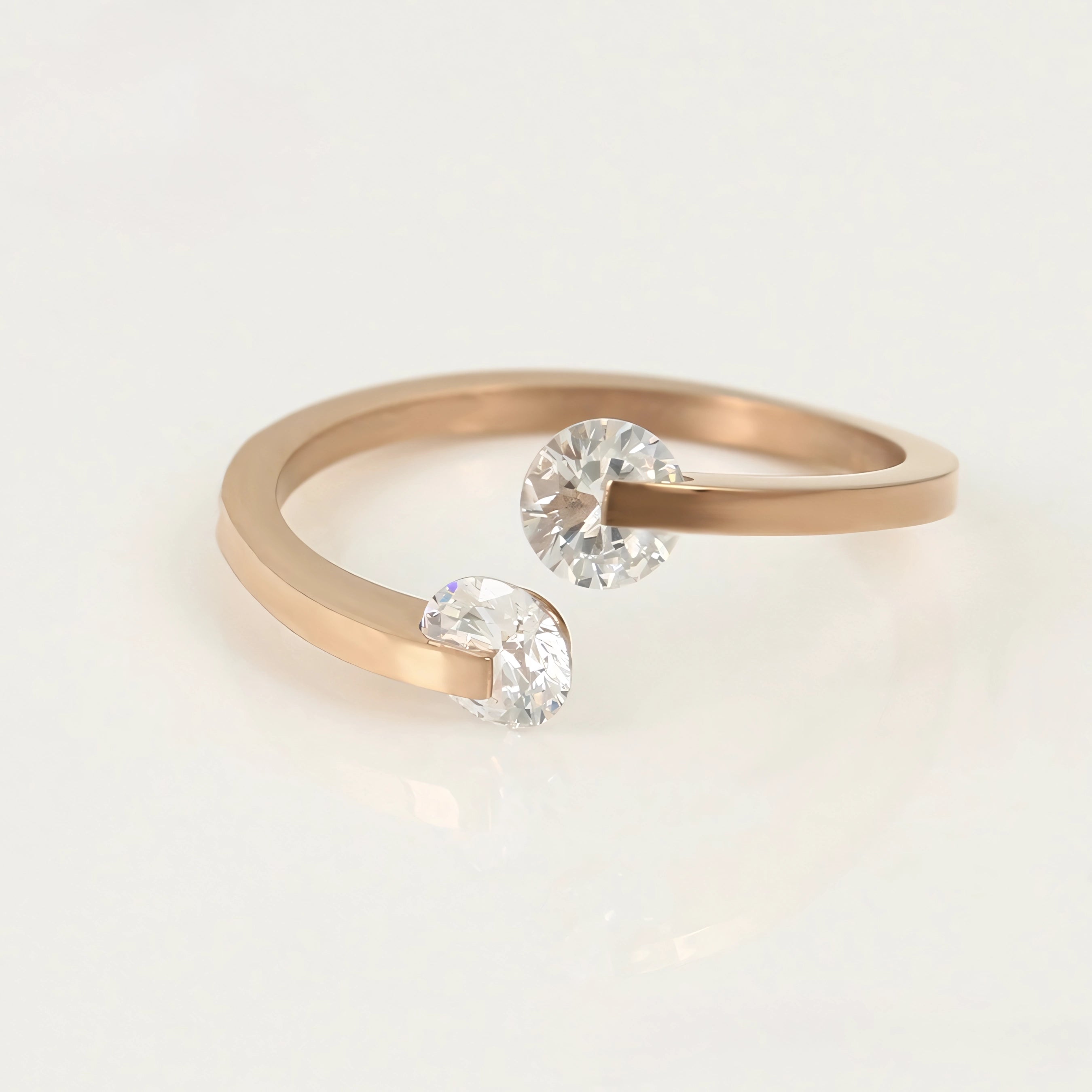 Anillo con Zirconia Acero inoxidable Rosado Elegante y Moderno