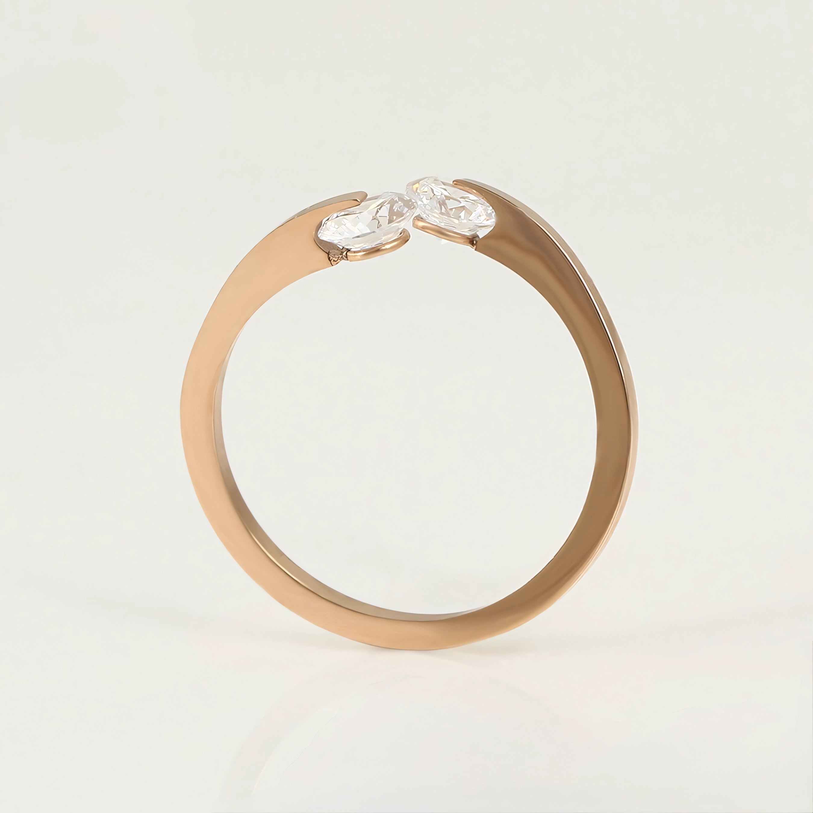 Anillo con Zirconia Acero inoxidable Rosado Elegante y Moderno