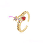 Anillo con Zirconia Corazon y Estrella Oro Laminado 14K