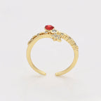 Anillo con Zirconia Corazon y Estrella Oro Laminado 14K