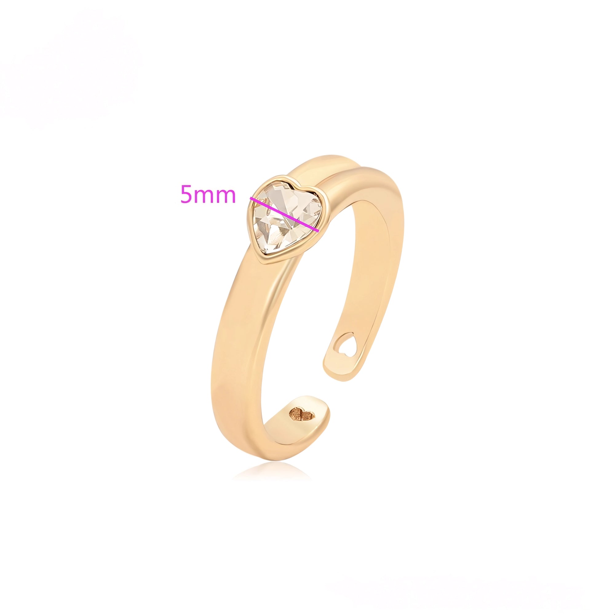 Anillo de Corazon Zirconia de Oro Laminado 18K