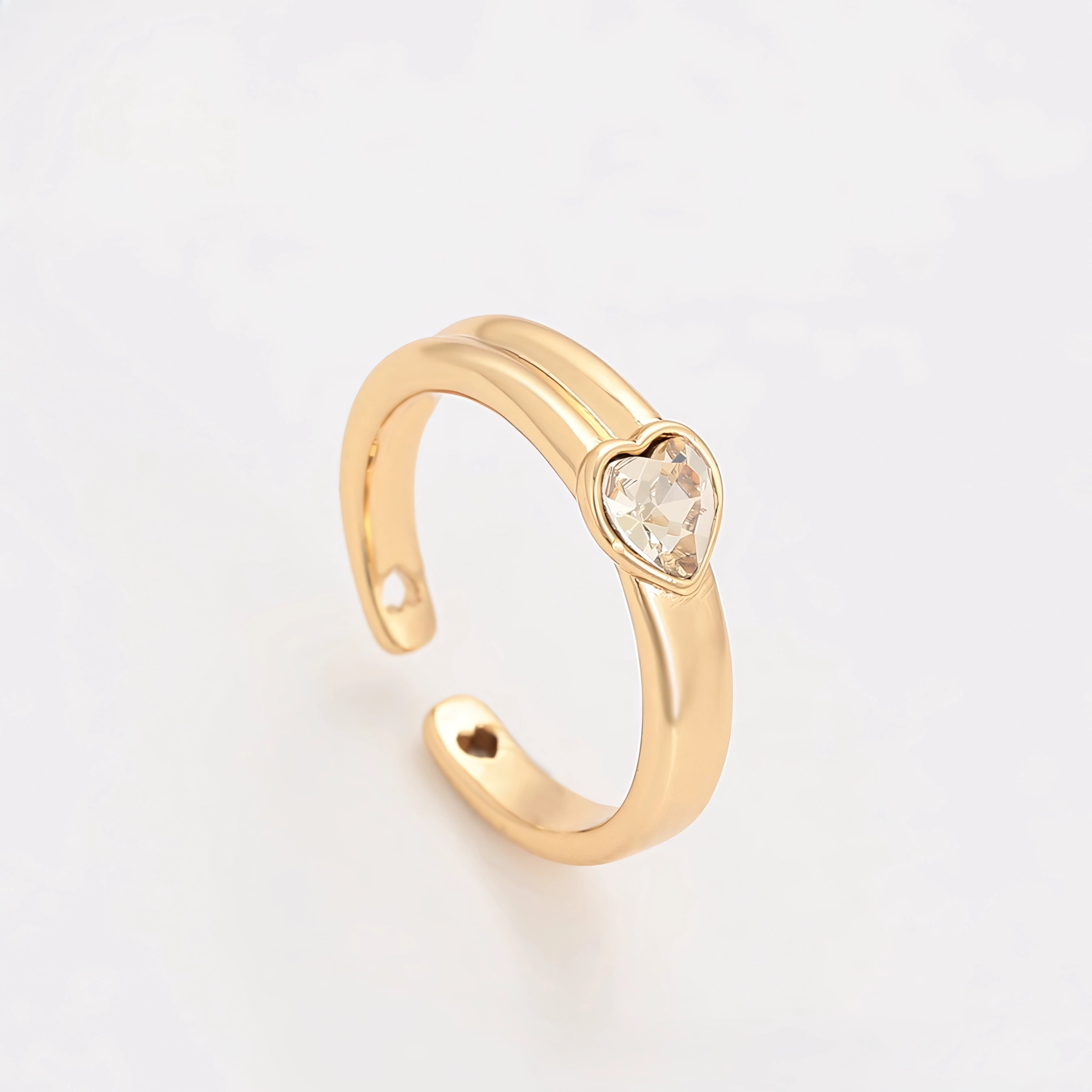Anillo de Corazon Zirconia de Oro Laminado 18K