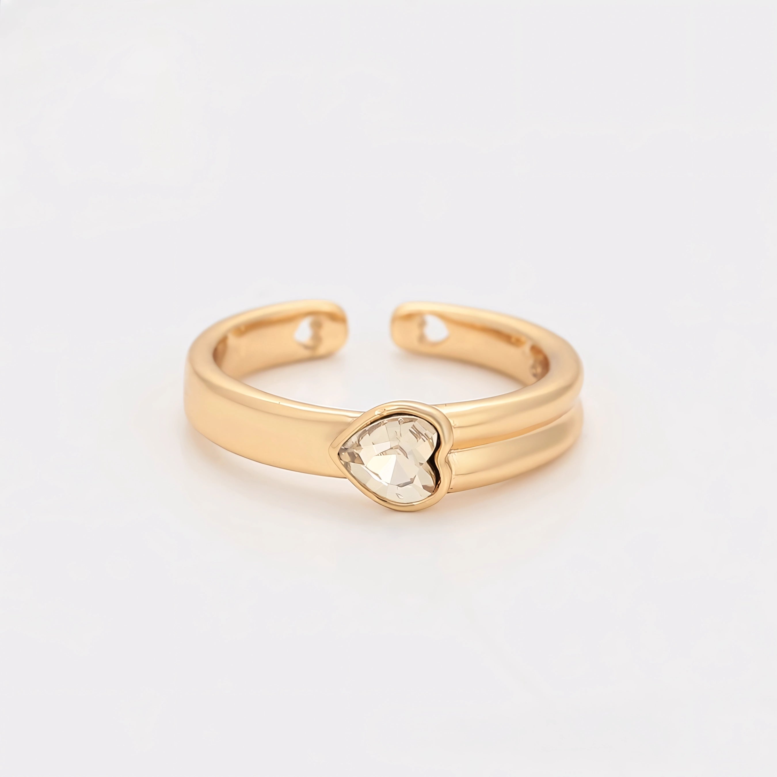 Anillo de Corazon Zirconia de Oro Laminado 18K