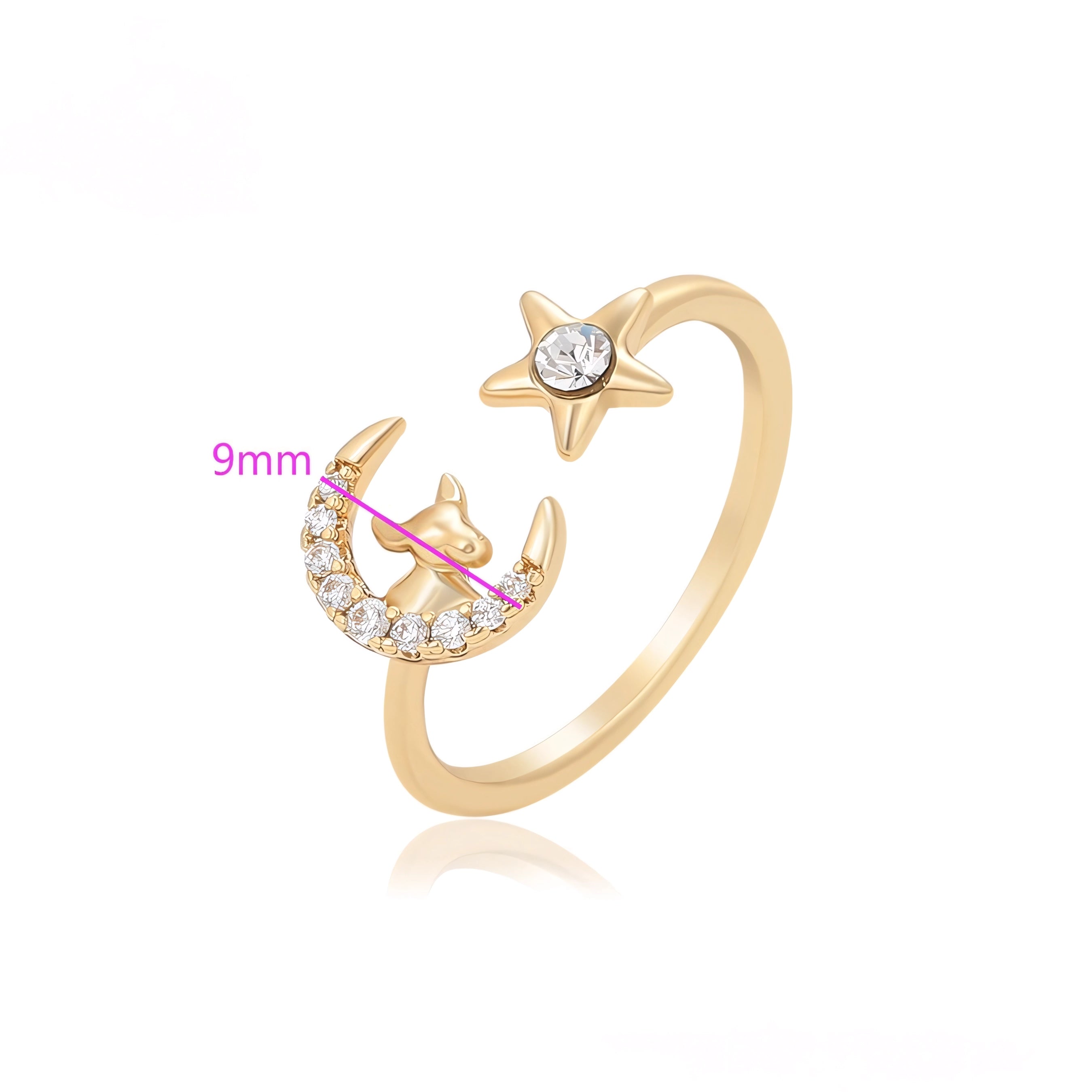 Anillo de Luna y Estella con Zirconia Incrustada Oro Laminado 18K