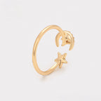 Anillo de Luna y Estella con Zirconia Incrustada Oro Laminado 18K