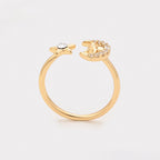 Anillo de Luna y Estella con Zirconia Incrustada Oro Laminado 18K