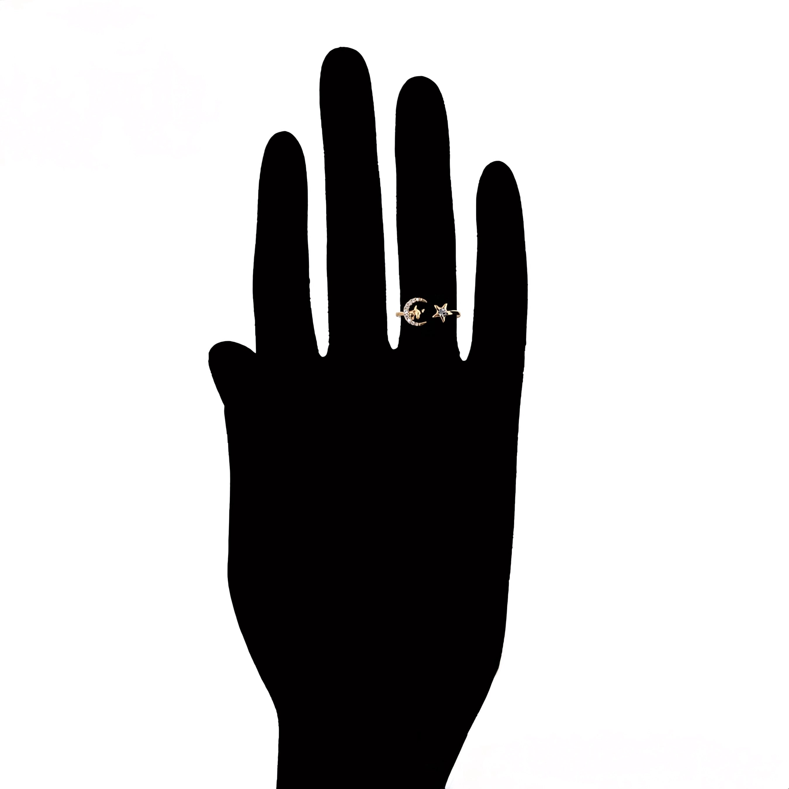 Anillo de Luna y Estella con Zirconia Incrustada Oro Laminado 18K