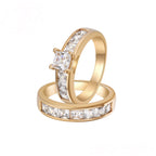Anillo Doble Oro Laminado 18K con Zirconia Alianza