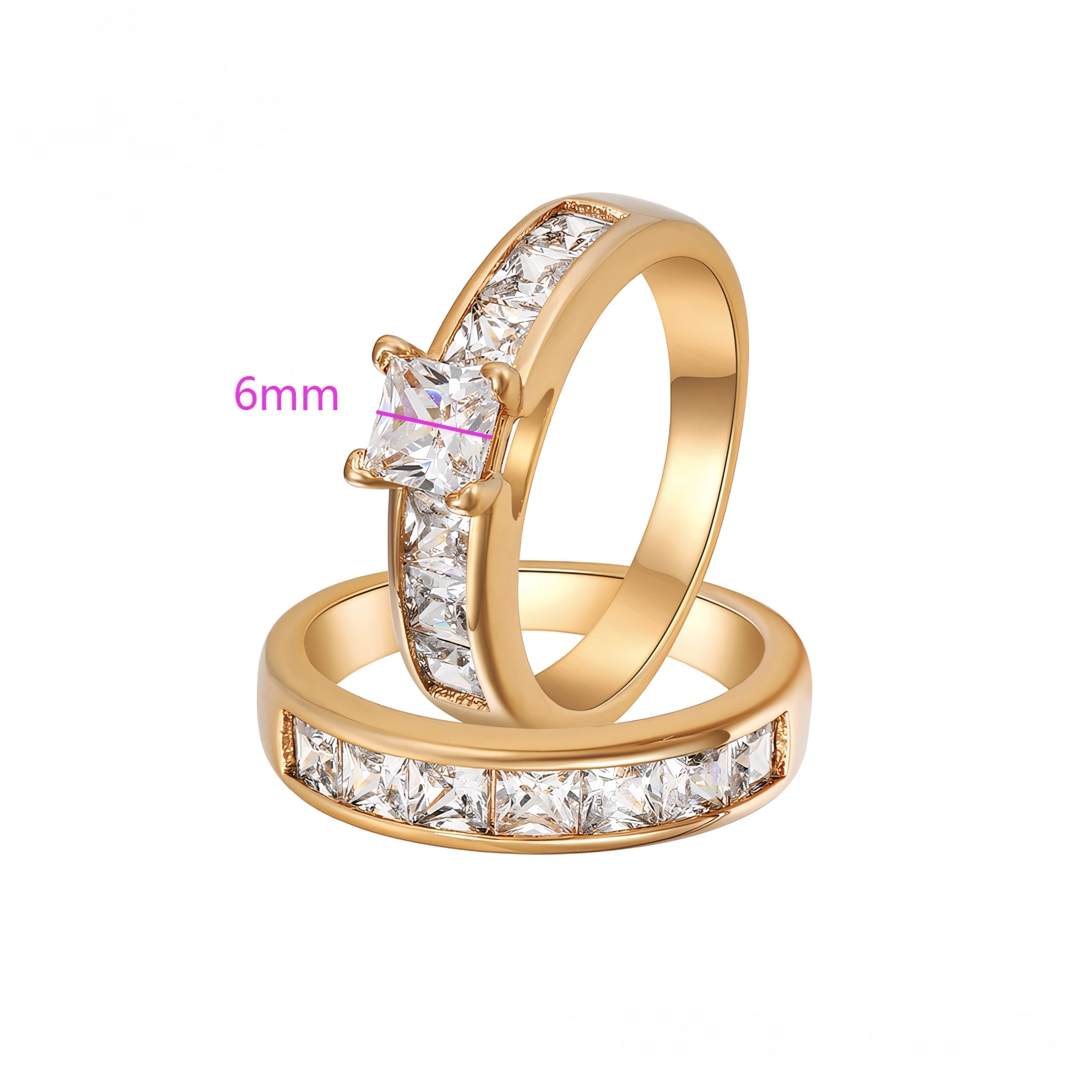 Anillo Doble Oro Laminado 18K con Zirconia Alianza