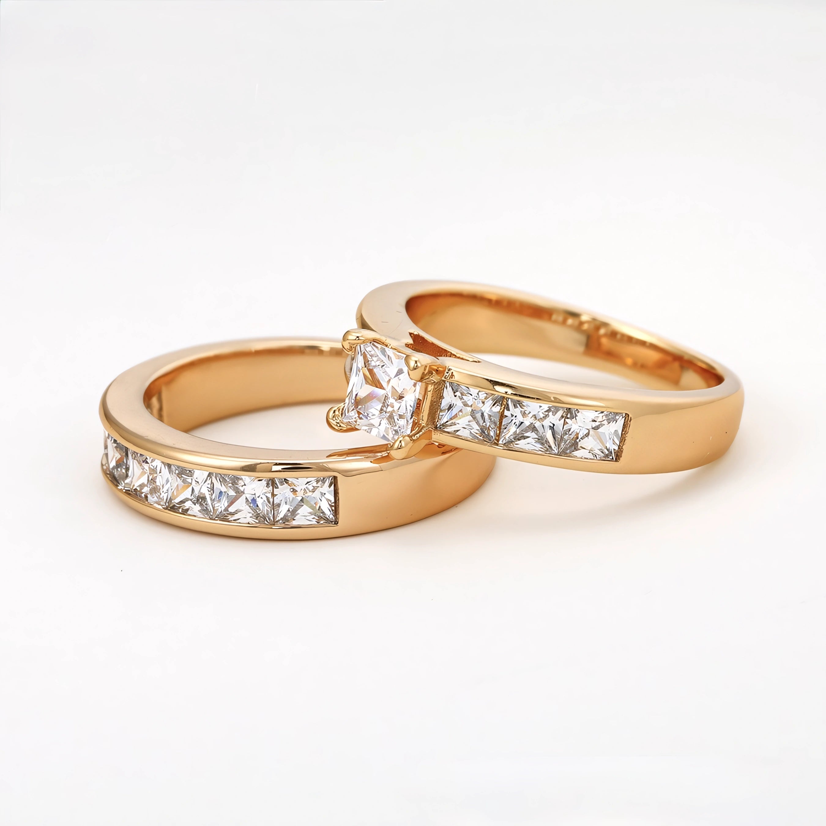 Anillo Doble Oro Laminado 18K con Zirconia Alianza