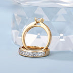 Anillo Doble Oro Laminado 18K con Zirconia Alianza