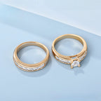 Anillo Doble Oro Laminado 18K con Zirconia Alianza