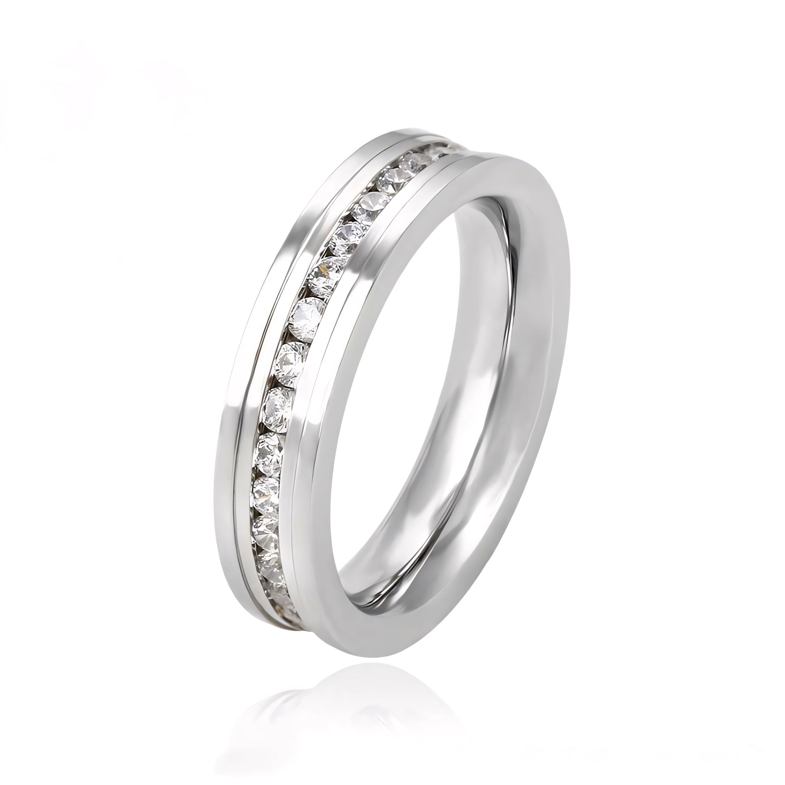 Anillo Elegante con Zirconia de Acero Inoxidable