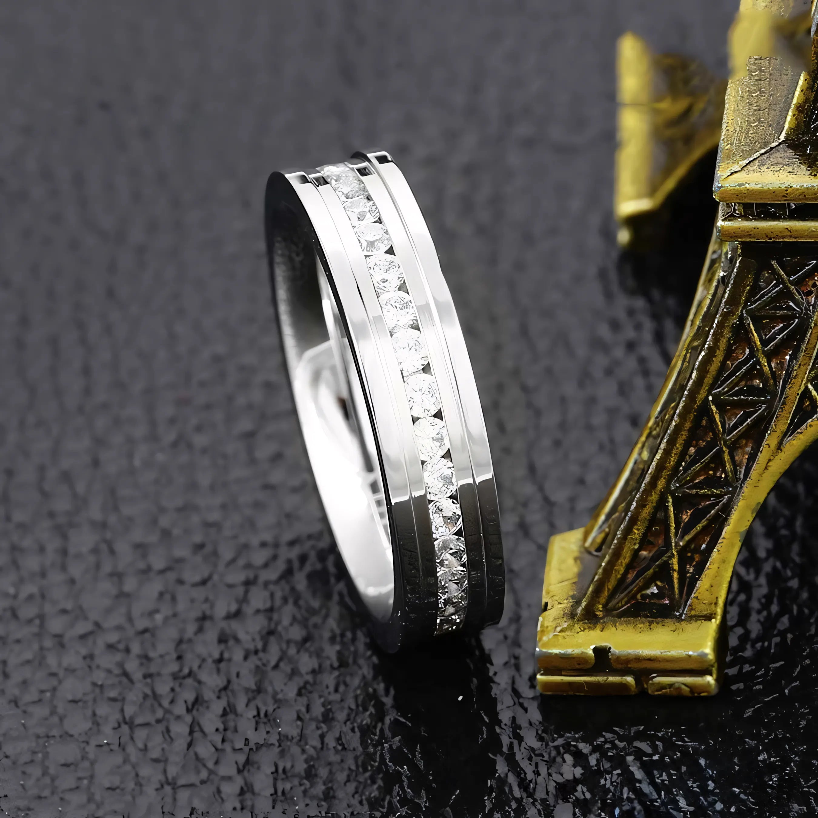 Anillo Elegante con Zirconia de Acero Inoxidable