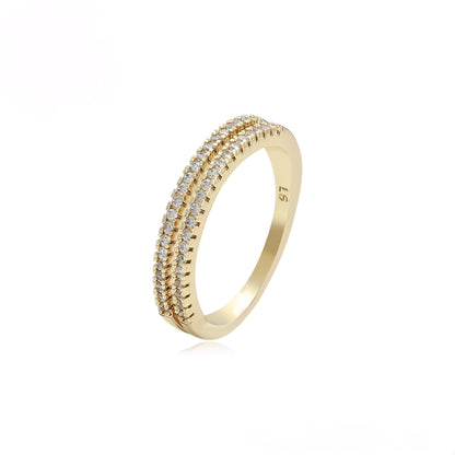 Anillo Elegante con Zirconia de Oro Laminado 14K