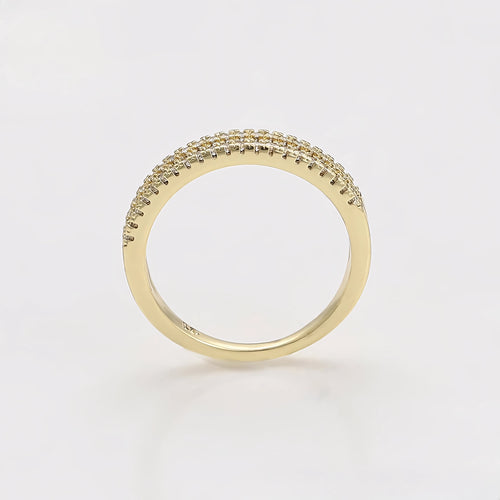 Anillo Elegante con Zirconia de Oro Laminado 14K