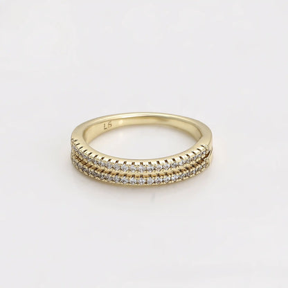 Anillo Elegante con Zirconia de Oro Laminado 14K