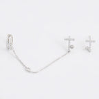 Arete Asimétrico con Cadena Chapeado en Rodio