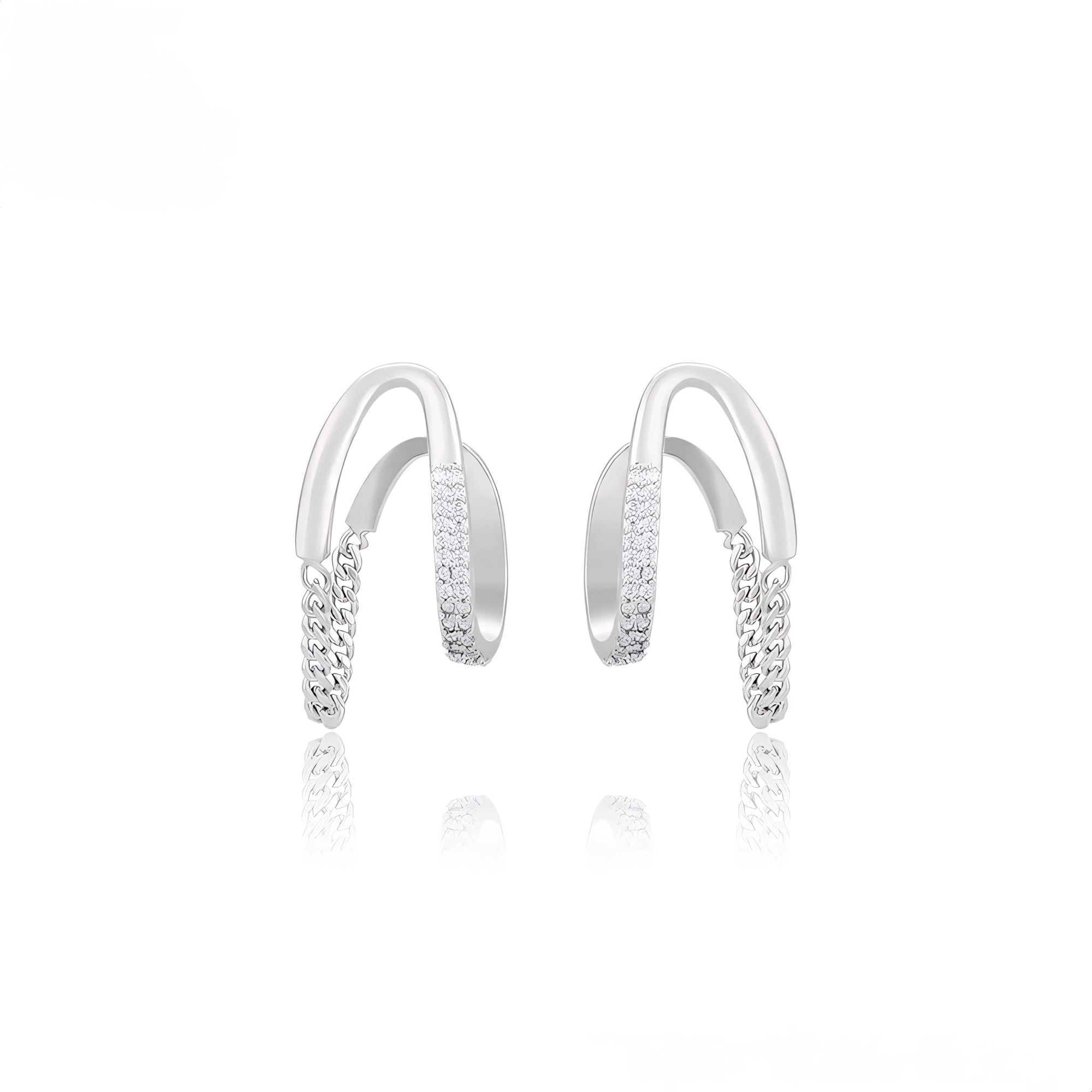 Arete con Cadena Plateada Chapado en Platino