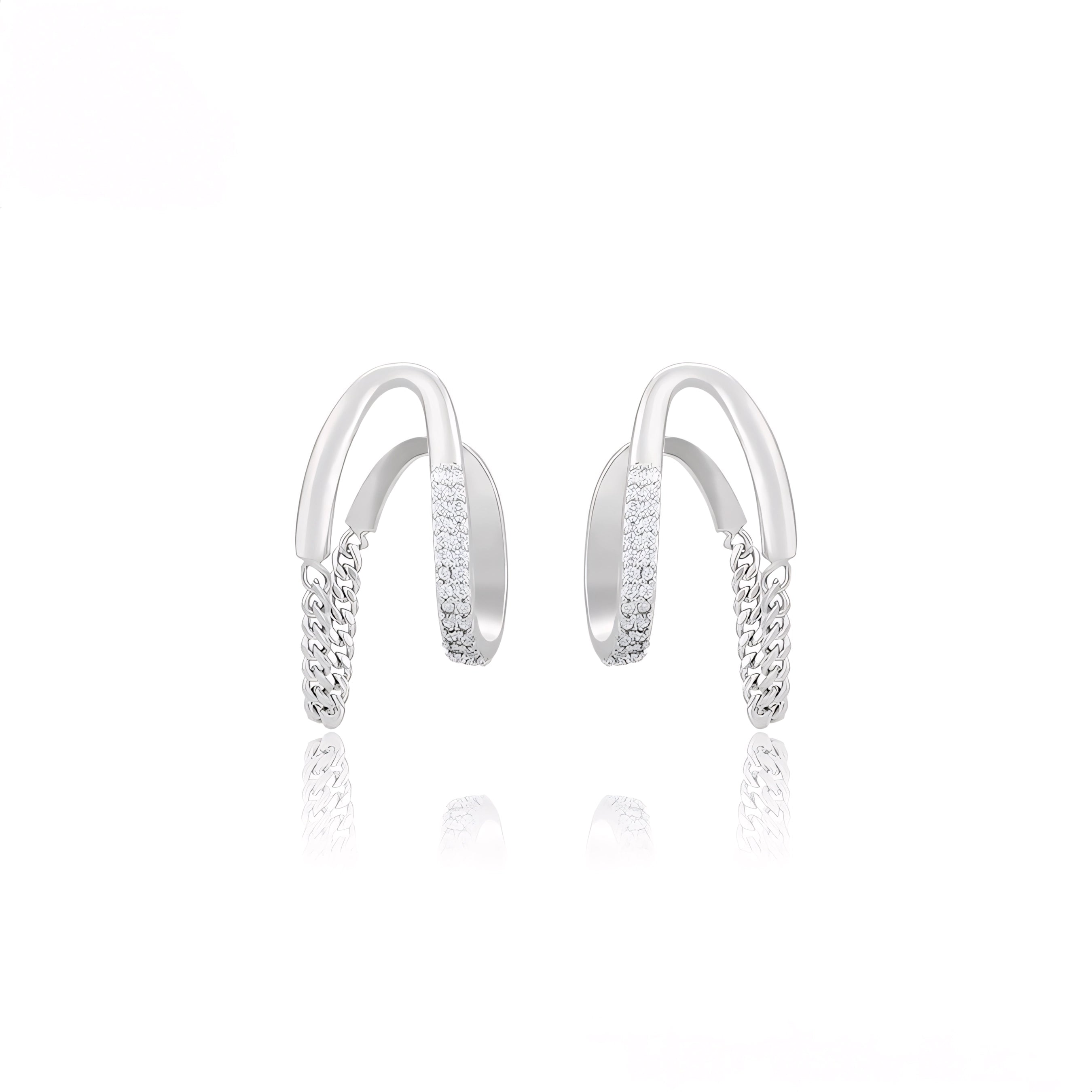 Arete con Cadena Plateada Chapado en Platino