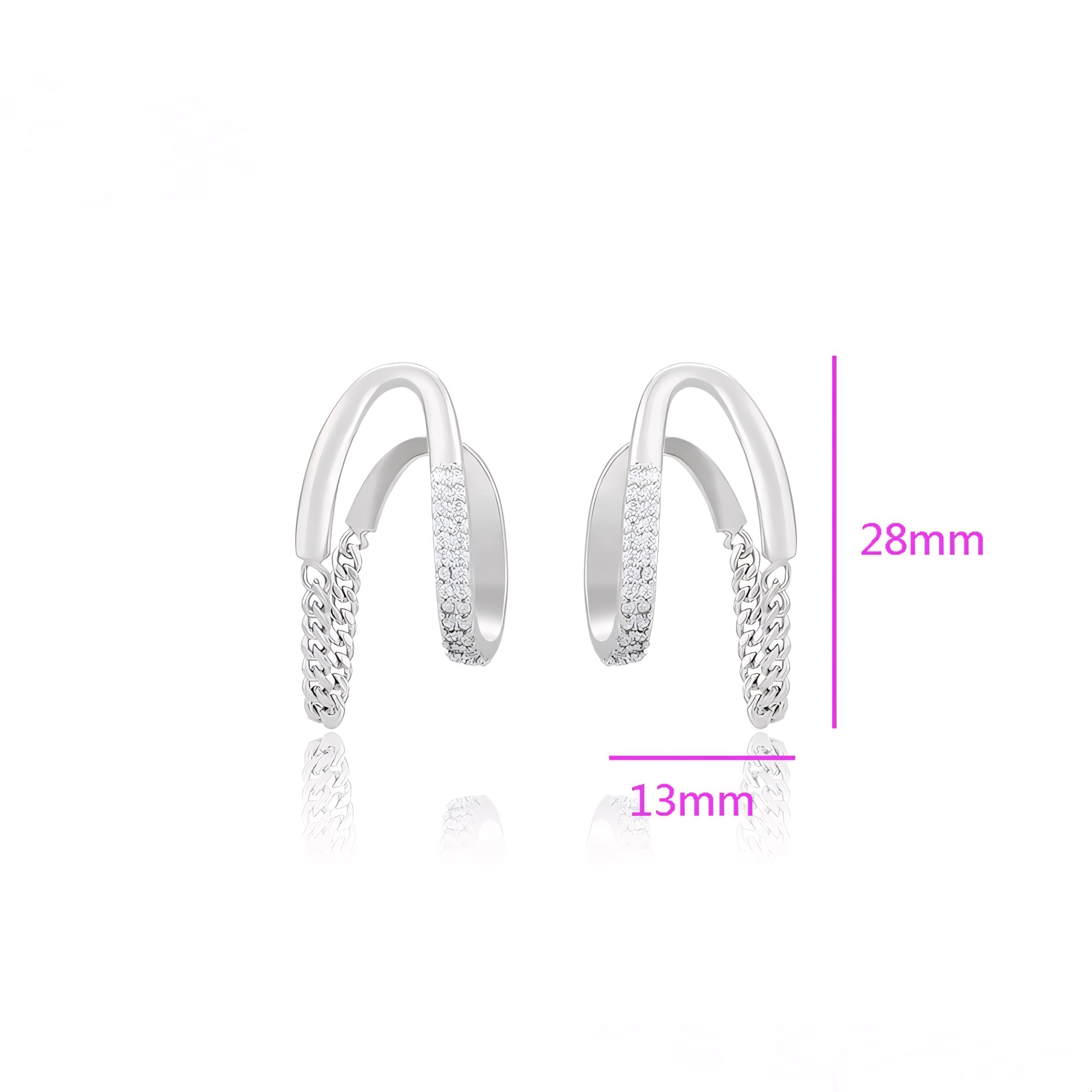 Arete con Cadena Plateada Chapado en Platino
