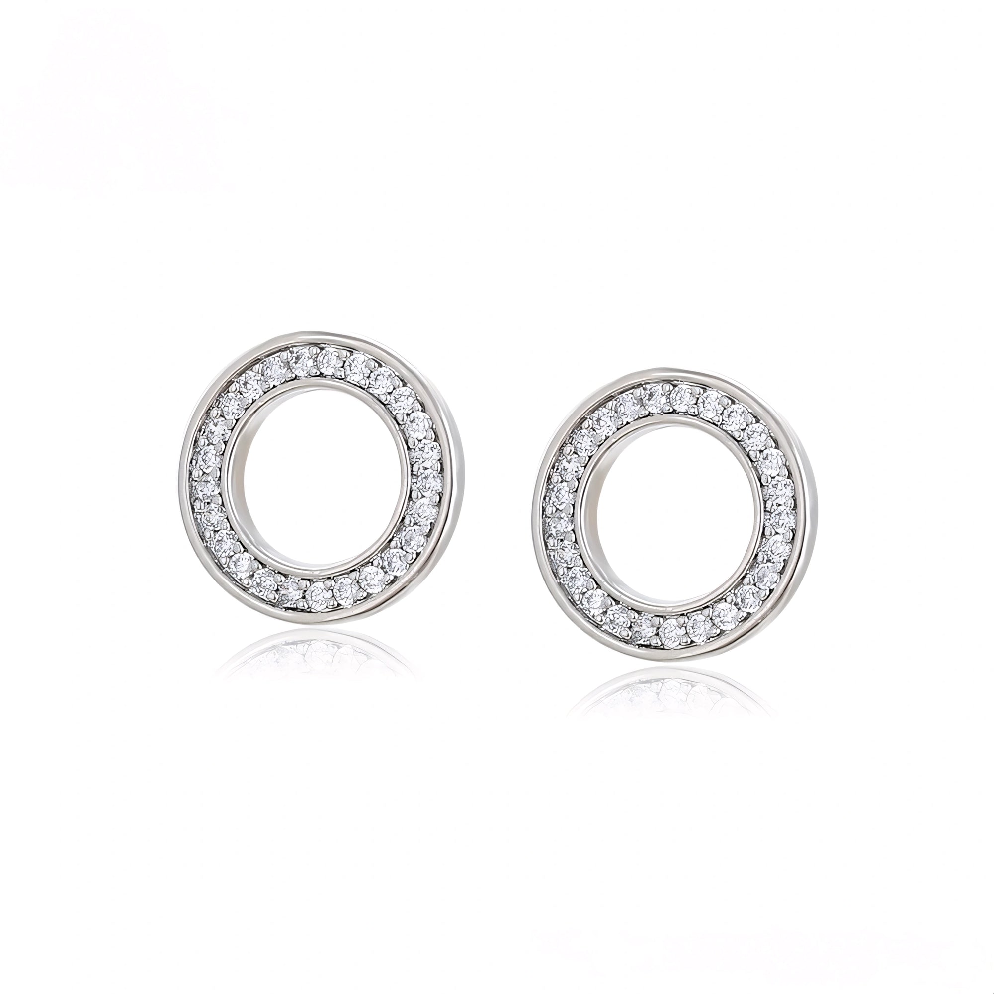Arete Estilo Pandora con Zirconia Chapado en Platino