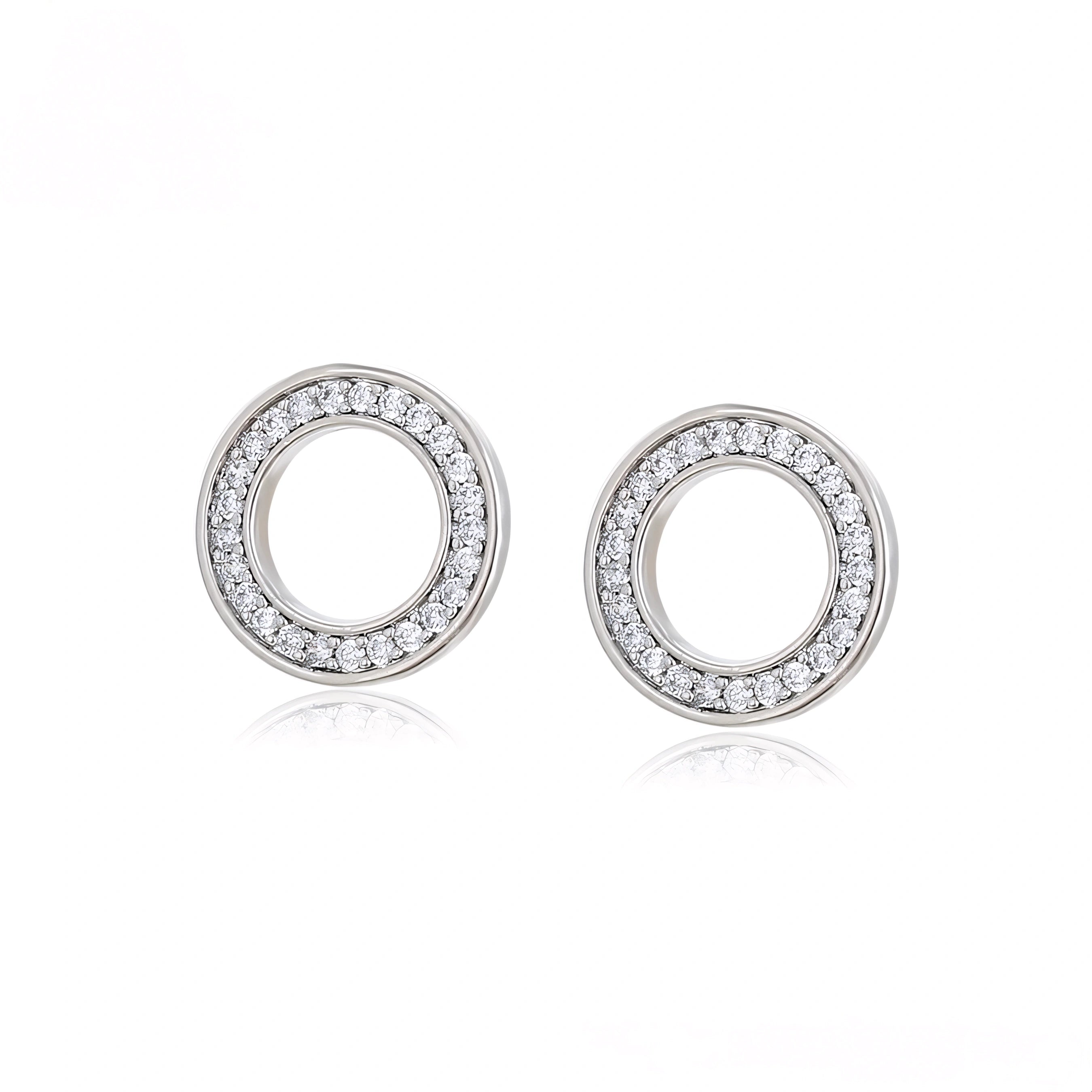 Arete Estilo Pandora con Zirconia Chapado en Platino