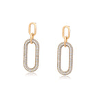 Arete Largo Incrustado con Zirconias Oro laminado 18K