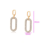 Arete Largo Incrustado con Zirconias Oro laminado 18K