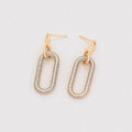 Arete Largo Incrustado con Zirconias Oro laminado 18K