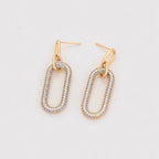 Arete Largo Incrustado con Zirconias Oro laminado 18K