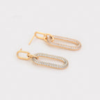 Arete Largo Incrustado con Zirconias Oro laminado 18K