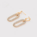 Arete Largo Incrustado con Zirconias Oro laminado 18K