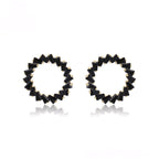 Aretes Circulares Negros Oro Laminado 14K