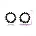 Aretes Circulares Negros Oro Laminado 14K