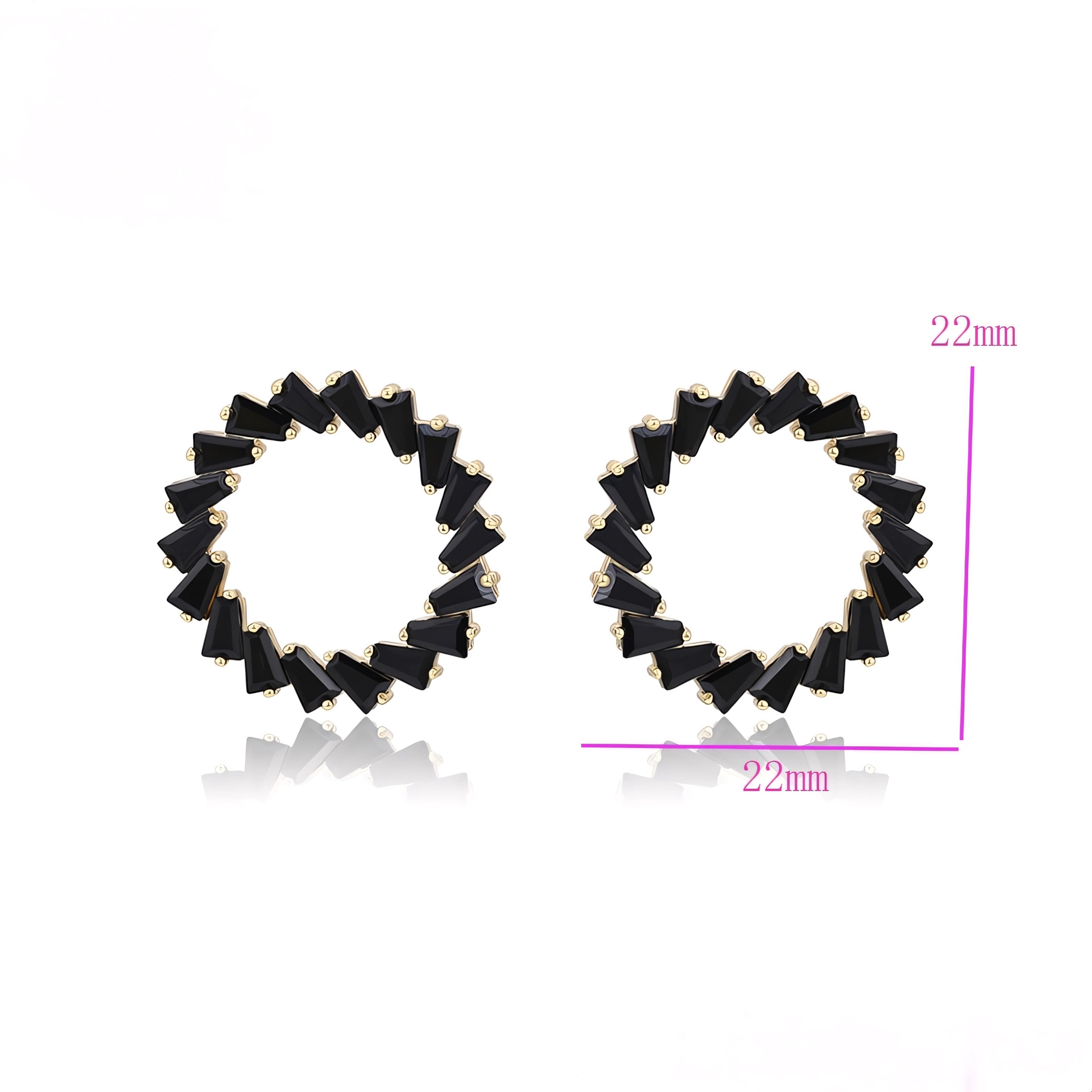 Aretes Circulares Negros Oro Laminado 14K