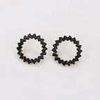 Aretes Circulares Negros Oro Laminado 14K