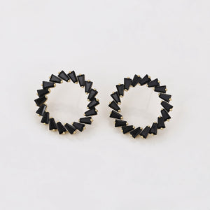 Aretes Circulares Negros Oro Laminado 14K