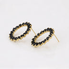 Aretes Circulares Negros Oro Laminado 14K