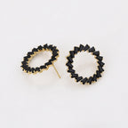 Aretes Circulares Negros Oro Laminado 14K