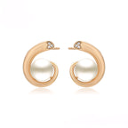 Aretes con Perla y Zirconia en Oro Laminado 18K