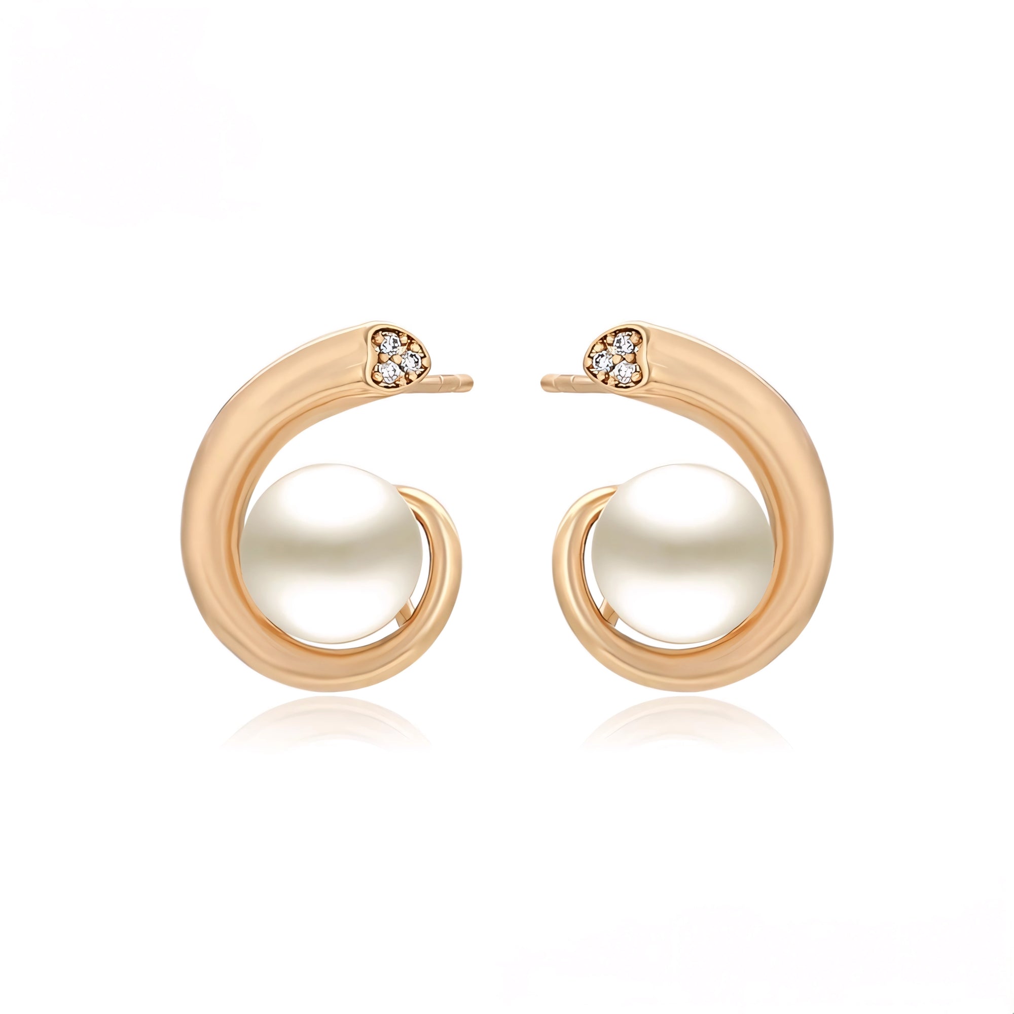Aretes con Perla y Zirconia en Oro Laminado 18K