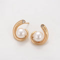 Aretes con Perla y Zirconia en Oro Laminado 18K
