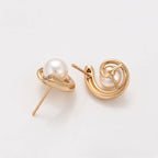 Aretes con Perla y Zirconia en Oro Laminado 18K