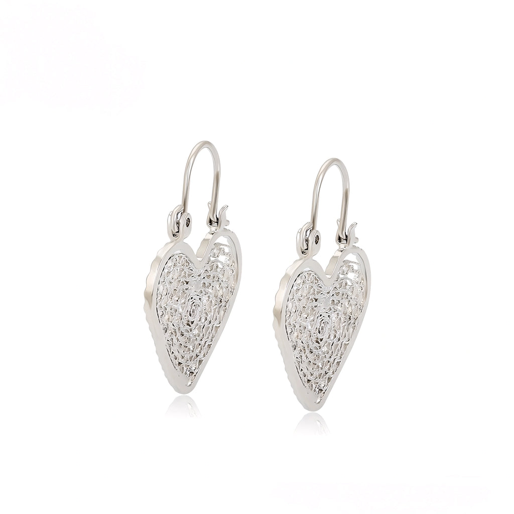 Aretes de Corazón Chapado en Platino